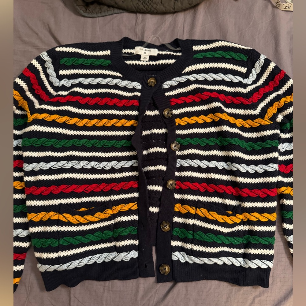 La Ligne X Target Textured Colorful Striped Cardigan Sweater